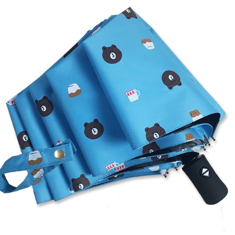 1 stk sød tegneserie bil reserve paraply automatisk tredobbelt foldbar solbeskyttelse uv vindtæt paraply