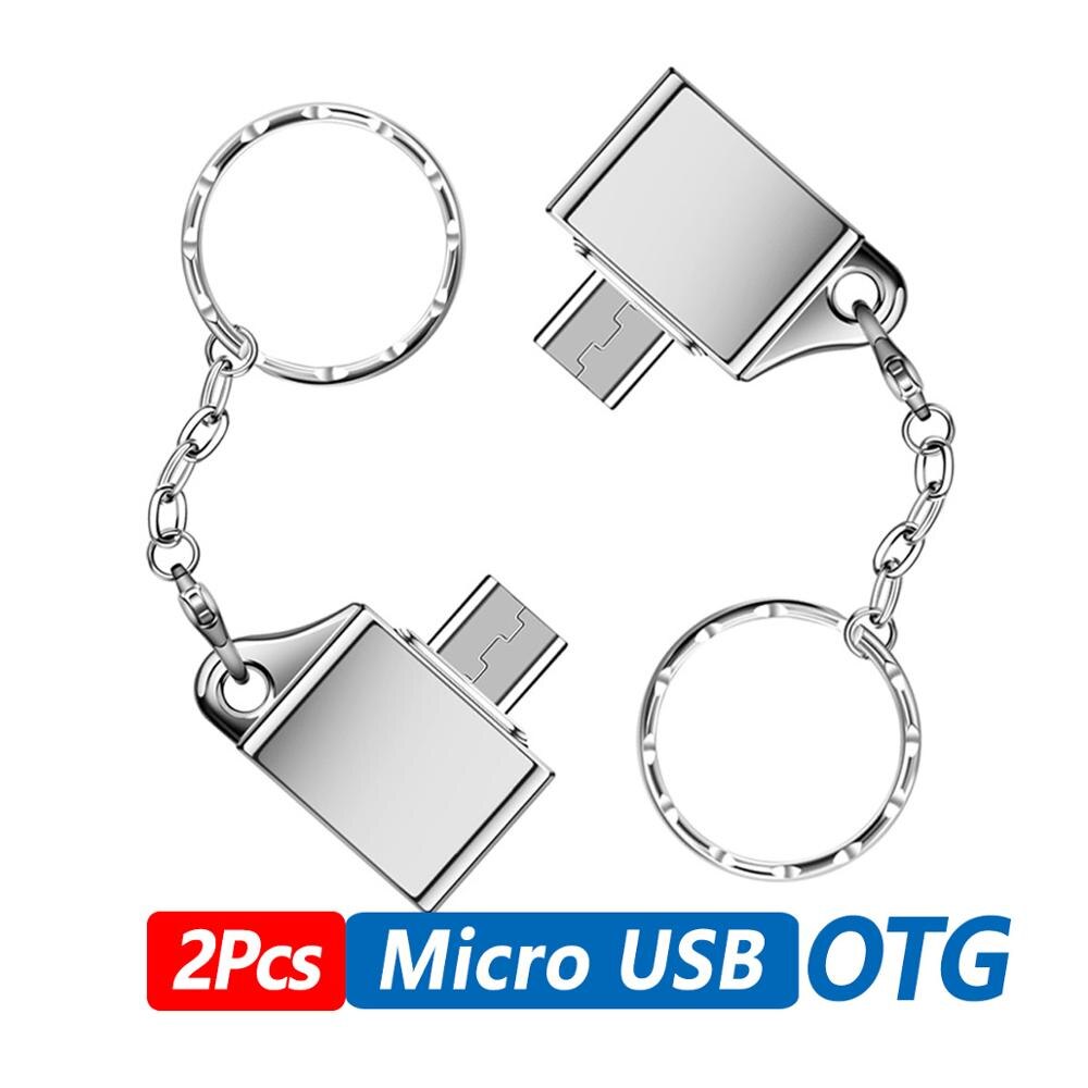 Micro Usb Type C Otg Adapter Micro Usb Converter Voor Mobiele Telefoon Tablet Type-C Kabel Otg Plug Lading data Schijf Connector: 2pcs silver micro