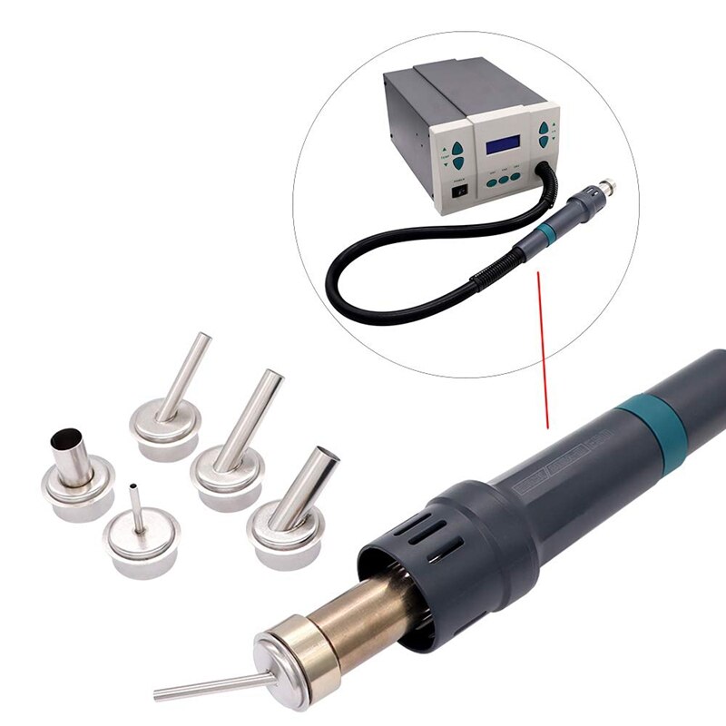 -6Pcs Quick 861DW Air Station Resisting Nozzles 3/4/6/8/10/12mm Nozzle Sleeve for PCB Microscope Soldering Repair