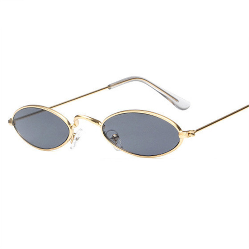 Gafas de sol ovales UVLAIK Vintage pequeñas, de Retro, con marco metálico delgado, gafas de sol para hombre, gafas de sol rojas, amarillas, Ojo de gato: Gold Black