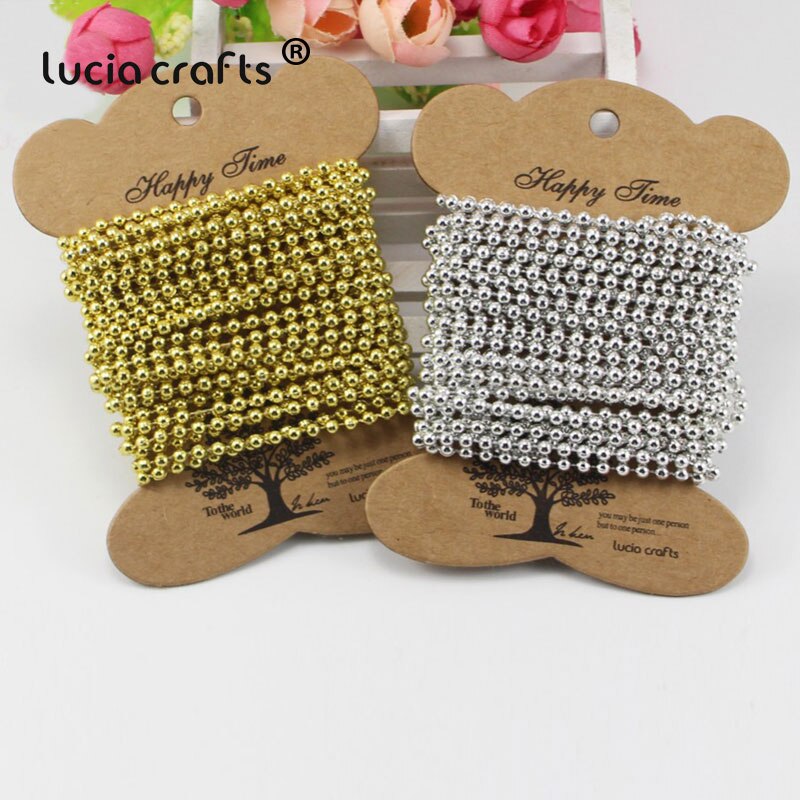 Lucia håndværk 5 yards / lot 3mm multi farver mulighed perler kæde krans fest dekoration tilbehør  c0501