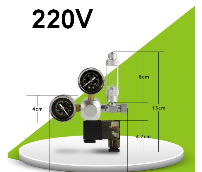 220V 110V Aquarium CO2 Regulator Magnetic Solenoid Check Valve Aquarium Bubble Counter W21.8 Water Plant Fish Tank Tool Control: 220V / with diffuser