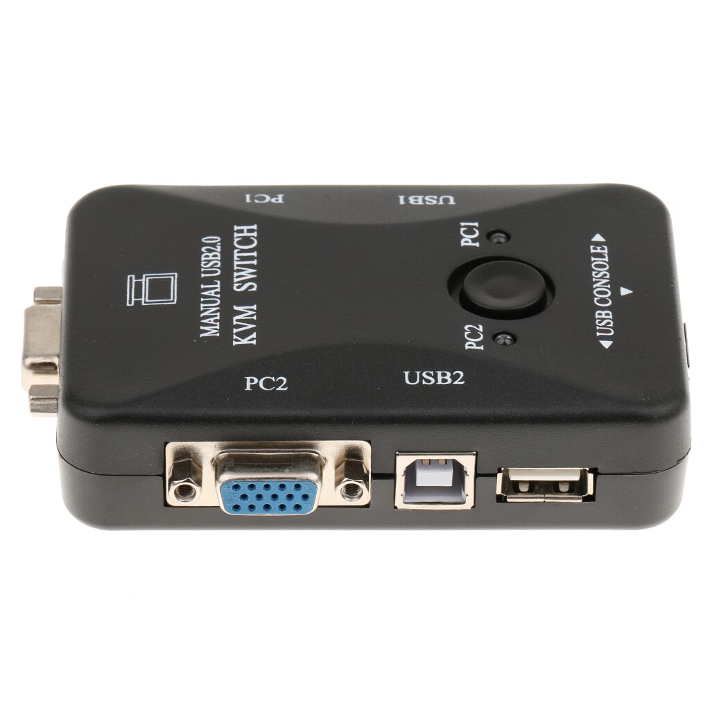 Dual Port USB 2.0 Monitor VGA KVM Switch Box For PC Keyboard Mouse Connector
