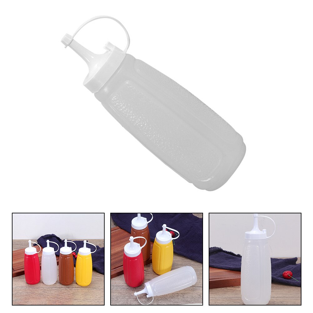 Plastic Squeeze Bottle Jam Sauce Bottle Kitchen Condiment Dispenser Bottle: White