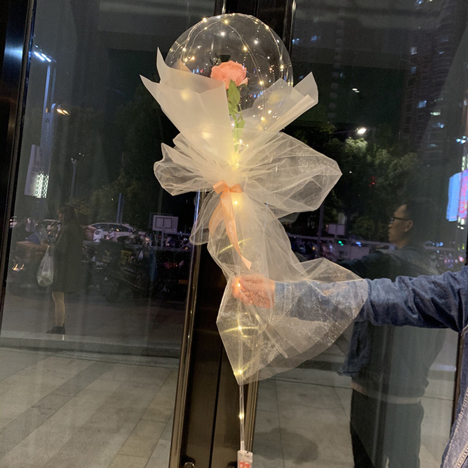 LED Leucht Ballon Rose Strauß transparent Ball Rose Valentinstag Geburtstag Party Hochzeit Dekoration Luftballons #35