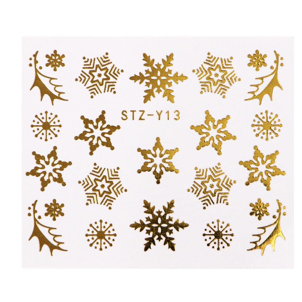 1 st guld silver jul nagelkonst klistermärken vinter snö blomma skjutreglage vatten dekaler för naglar manikyr verktyg lastz-ya -2: Stz -y13 guld