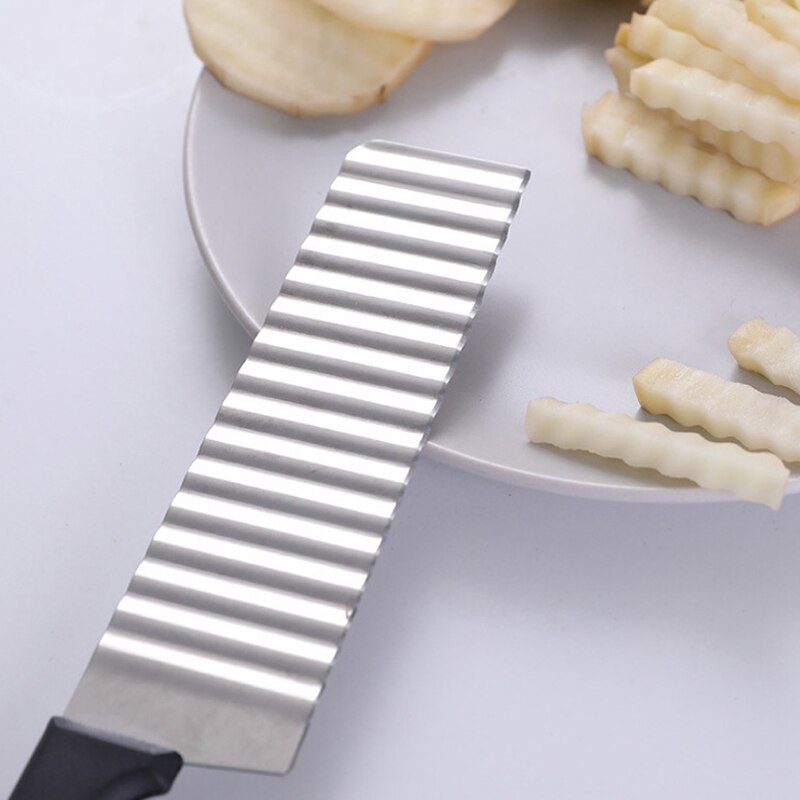 Potatis vågkantad kniv rostfritt stål kökspryl grönsak frukt skärverktyg kökstillbehör pommes frites maskin