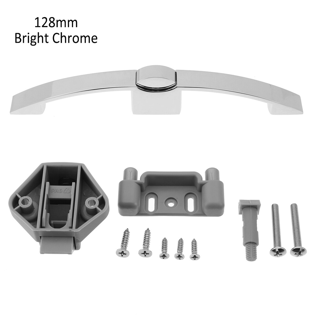 Camper Car Push Lock with Handle RV Caravan Boat Motor Home Cabinet Drawer Latch Button Locks For Furniture Handle Hardware: Bright Chrome 128mm