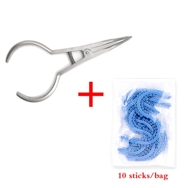 Orthodontic Elastic Separators Circle Placement Pliers Dental Separator Placing Plier Rubber Ring Steiner Ligature Ties Forceps: Plier and 10 sticks