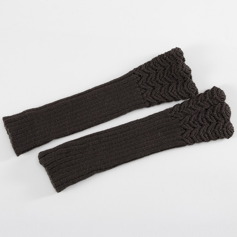 Femmes main plus hiver Gants bras Crochet tricot lisse mitaine sans doigts gant Gants Femme offre spéciale: Gris foncé