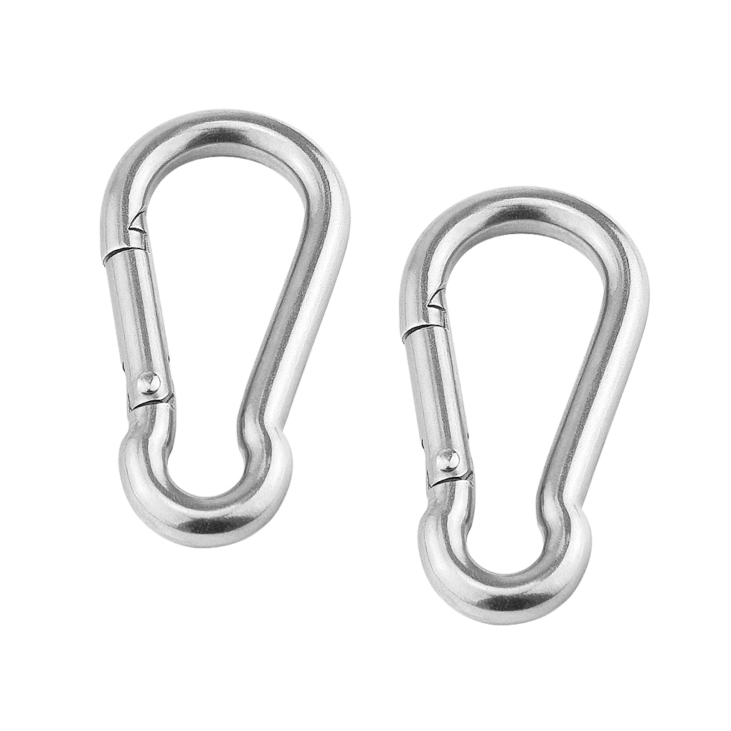 Carabiner Clip Snap Hook Stainless Steel M5x50mm Camping Sports Karabiner