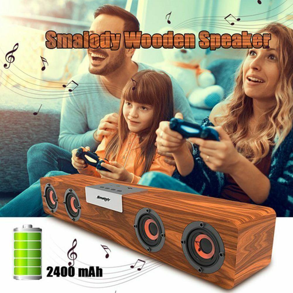 Bluetooth 5.0 Wireless TV Soundbar 4 Speaker Sound For home Speaker Theater Stereo Powerful Wooden Bar 20W Subwoofer Home P T2J9