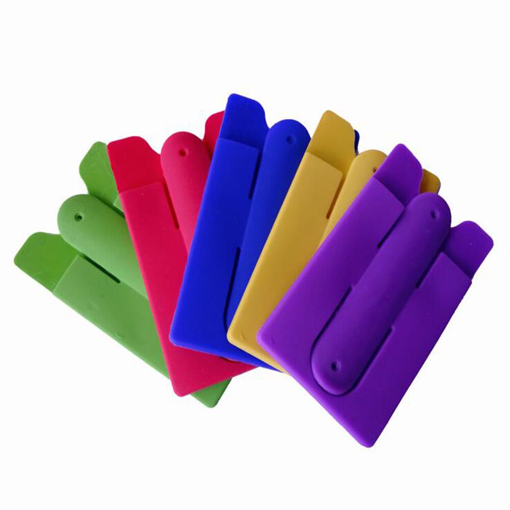 3Pcs Adhesive Card Sleeves Silicone Adhesive Cellphone Stick-on Wallet With Stand iPhone Android&Smartphones Credit Card Holder