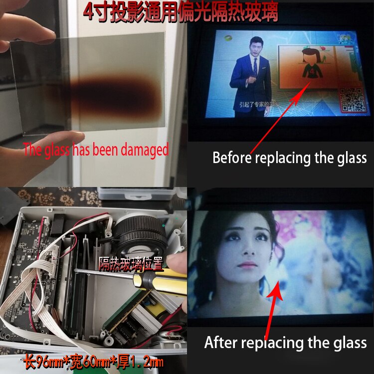Vankyo Leisure 3 HD Projector DIY Led Insulating Polarizing Glass heat resistant For Protect LCD Screen Panel Glass Yellows