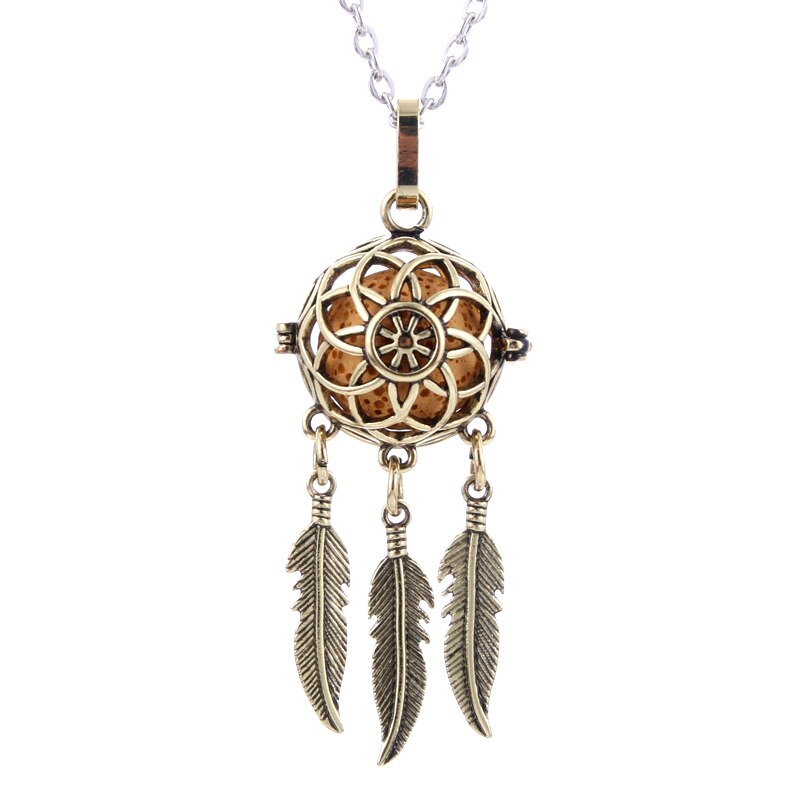 8 Stijlen Dreamcatcher Aromatherapie Ketting Parfum Diffuser Hollow Hanger Essentiële Olie Ketting Sieraden Sturen Vulkanische Steen: B