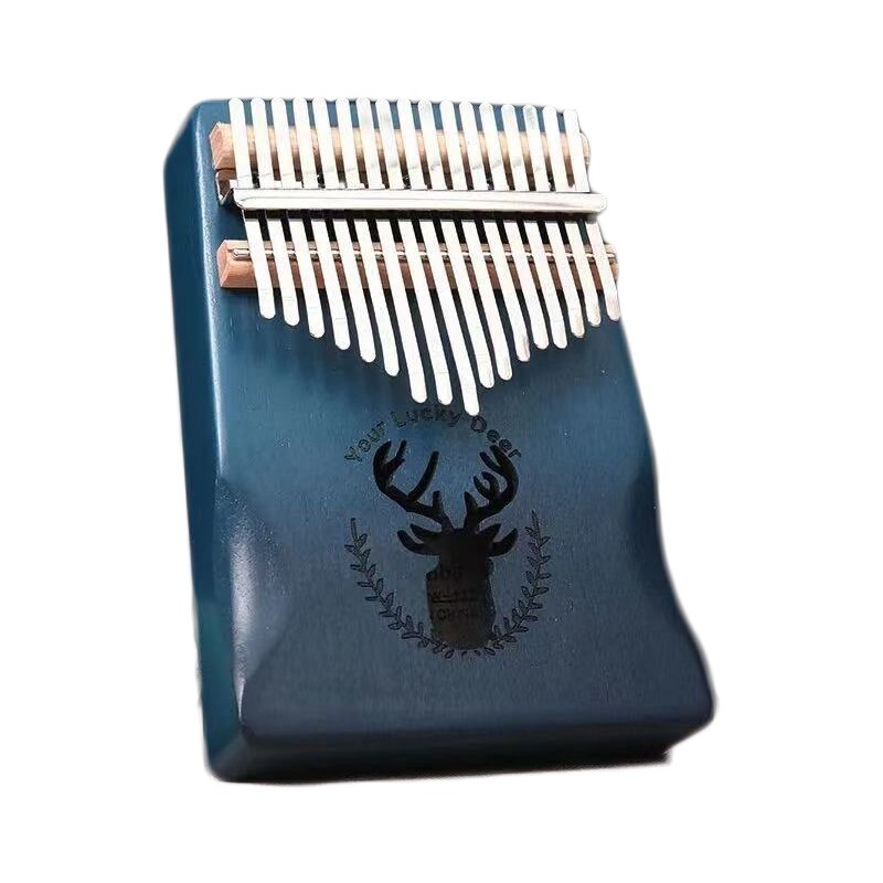 Kalimba Daumen Klavier 17 Schlüssel Mahagoni Finger Klavier Hinweis Geschnitzt mit Lernen Anweisung und Melodie Hammer Hirsch aufbringen Holz Farbe: Blau 1