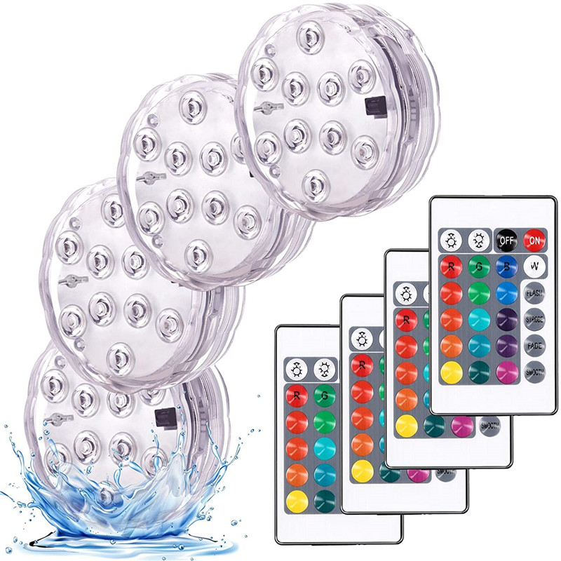 Lampe de Nuit Sous-marine à 10LED RGB SubSN, Luminaire à Piles, Idéal pour un Jardin, une Piscine, un Vase ou une ixde Mariage