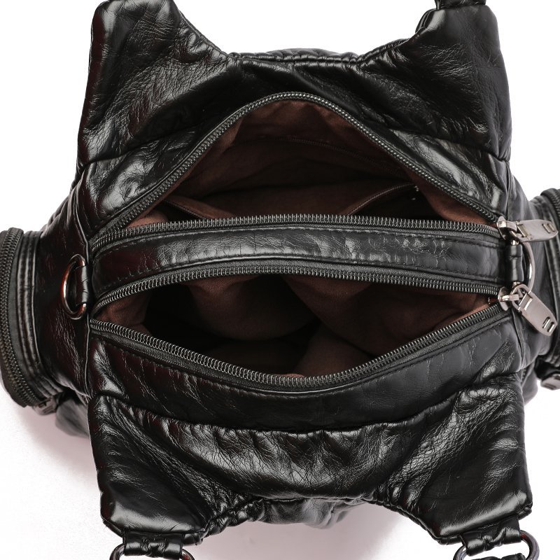 Couro do plutônio bolsa de ombro para as mulheres lavado afligido moda bolsa rebite vintage sacos 2020 novo pacote feminino preto hobos