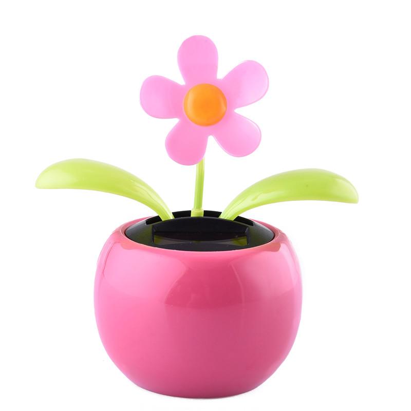 Car Cute Swing Solar Powered Dancing Flower Toys Sunflower Flip Flap Bobble Plant Swing: Pink
