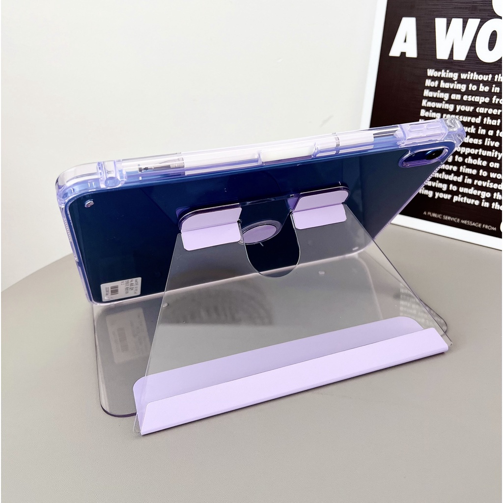 Funda acrílica giratoria transparente para iPad Air 11 2024 Air 6th 5 4 Pro 11 10th 10,9 10,2 9th 8th 7th funda con soporte con ranura para bolígrafo
