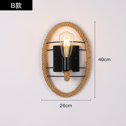 Væglampe i hampereb retrolampe indendørs væglampe loft industriel amerikansk stil  e27 110v 220v værelsesindretning væglampe: Grå