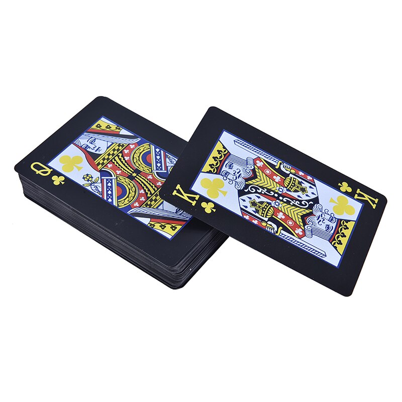 1x Classic Magic Tricks Tool Pure Black Magic Box-packed Waterproof PVC Plastic Playing Cards Poker