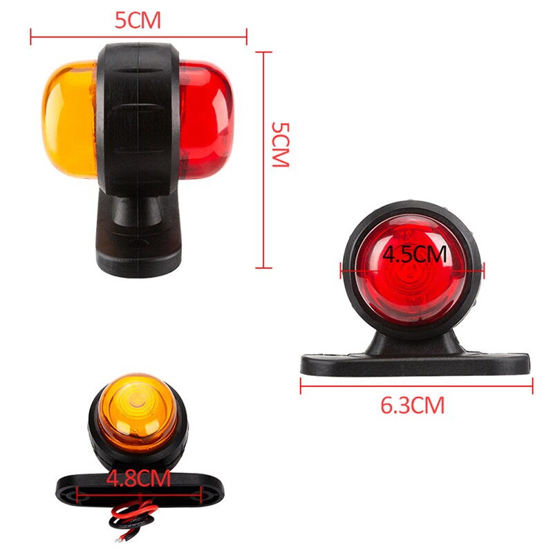 2Pcs/Lot Red Amber Corner Side Marker LED Light Outline Lamp Truck Trailer Van Bus 12V