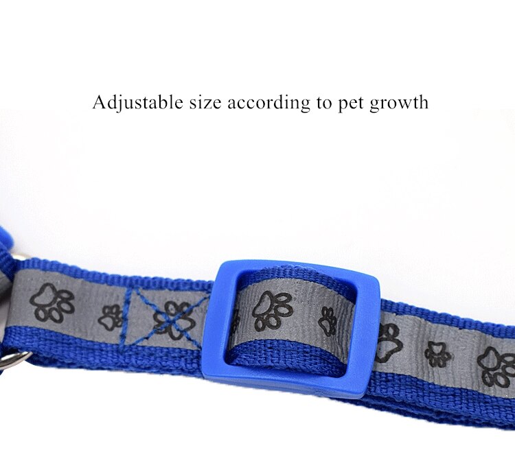 Reflective Movement Adjustable Nylon Dog Leash And Harness Set Paw Printing Pattern Dog Chest Harness Leash Pet Leash2021