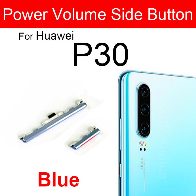Bouton latéral de commande de Volume d&#39;alimentation pour Huawei P30 P30Pro P30 Lite, pièces de réparation: P30 Blue