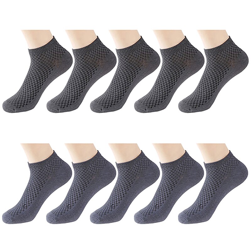 10 par/lot bambu strumpor herr andas antibakteriella korta strumpor herr business casual strumpor fyra säsonger storlek 38-43 euro: 5 järngrå 5 blågrå