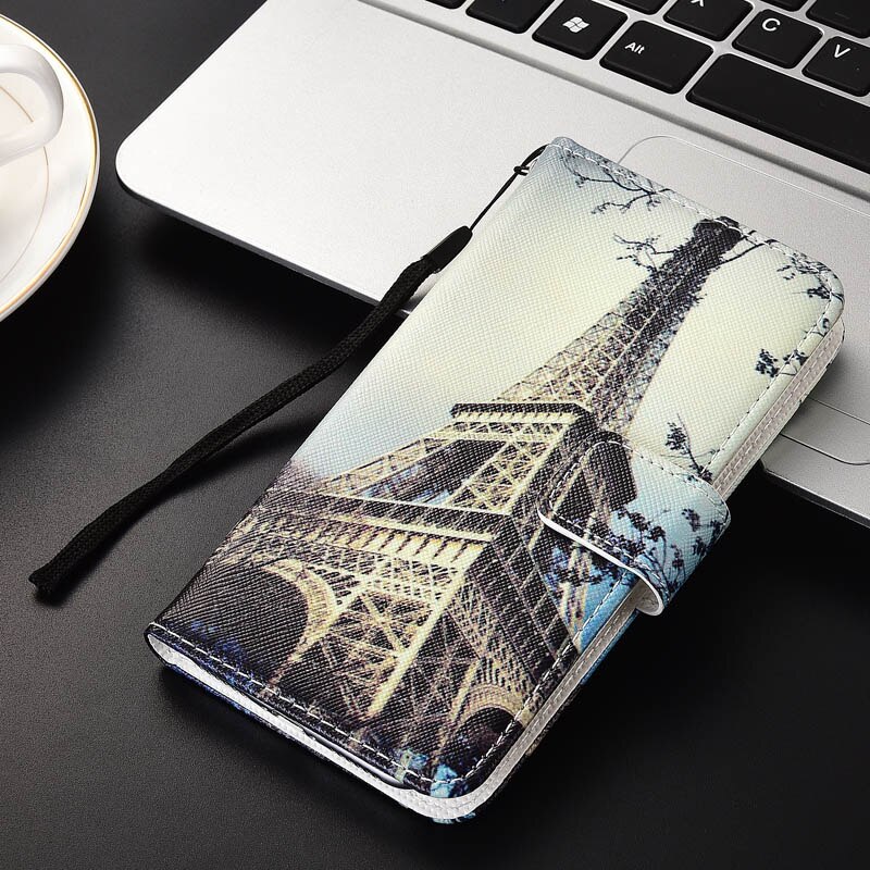 Coque For On Samsung J4 J400 J400F SM-J400F Wallet Stand Flip Case For Samsung Galaxy J4 Cute Capa Samsung J400 Cover: tower