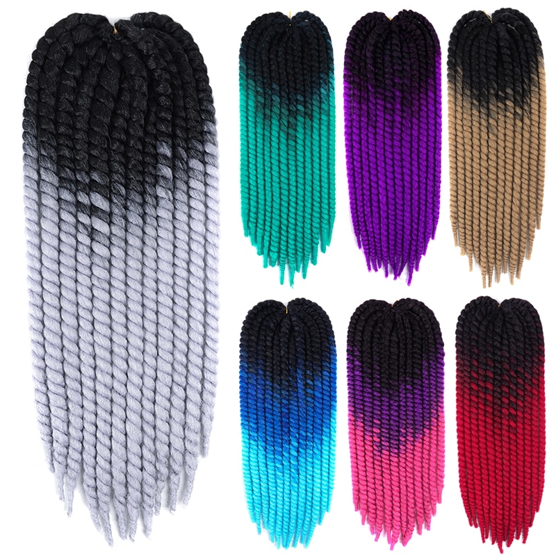 22 ''120g 20 couleur havane Mambo torsion cheveux Crochet tresses synthétique Ombre Crochet cheveux tressage cheveux violet