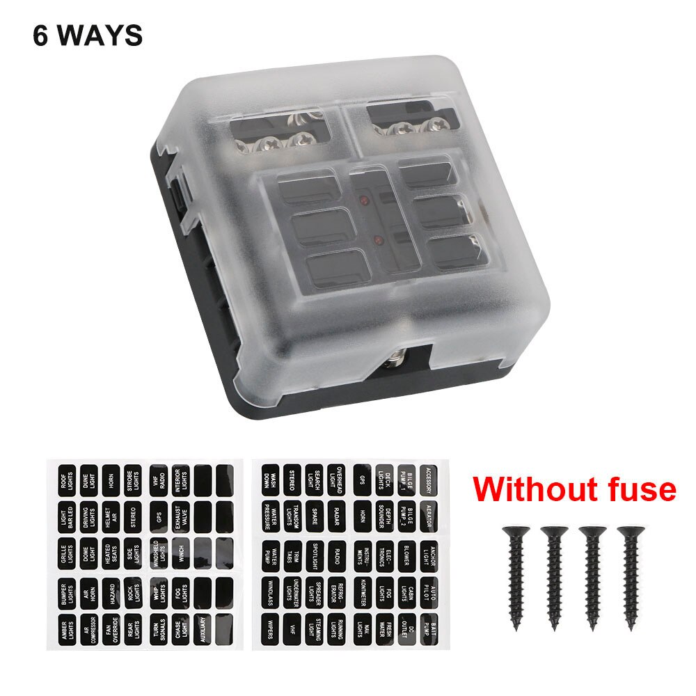 For Auto Car Marine Plastic Cover Fuse Box Holder 100A 32V 6 Ways 12 Ways Blade Fuse Block With LED Indicator Light M5 Stud: Army Green