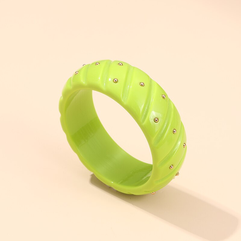 Moda colorida resina festa bangles para mulheres indiano jóias metal ponto bangle com designer encantos pulseiras pulseira elegante: KB216-4
