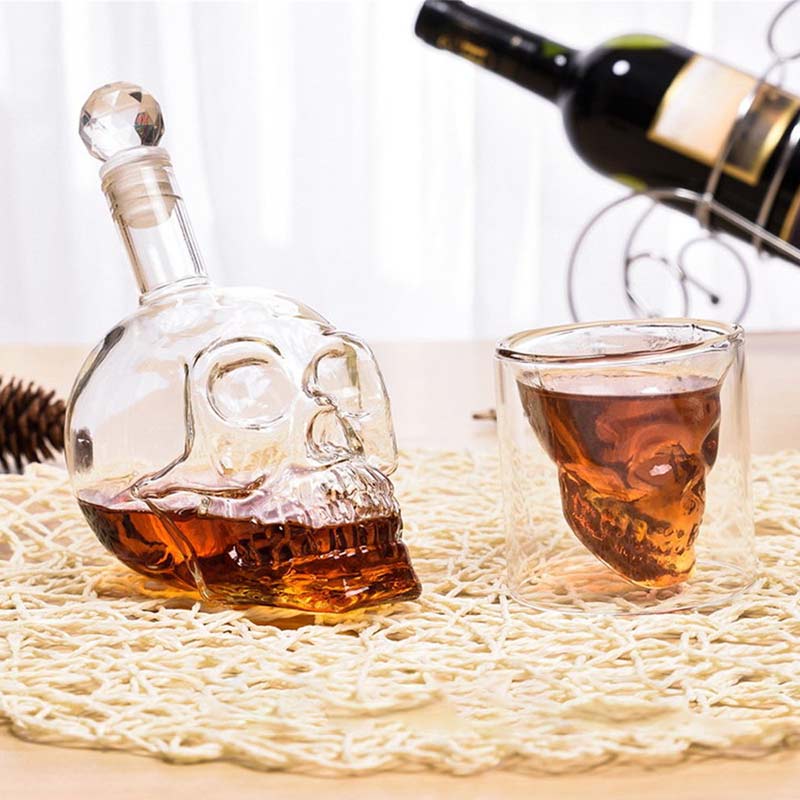 1000350/500/ML Kristall Schädel Flasche Wodka Schädel Erschossen Glas Flasche Mit Kork Schädel Kopf Glas Karaffe Für Whiskey Wein Geister