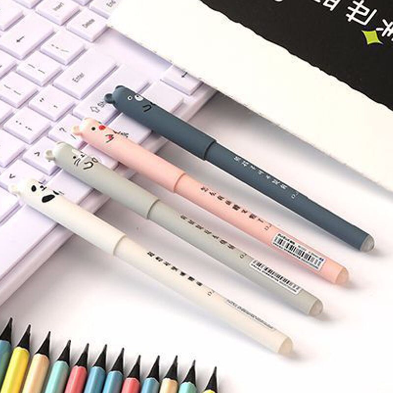 1Set Black Ink/Blue Ink Neutral Pens Cute Cartoon Pattern Children's Kids Stationery Erasable Gel Pen School Supplies