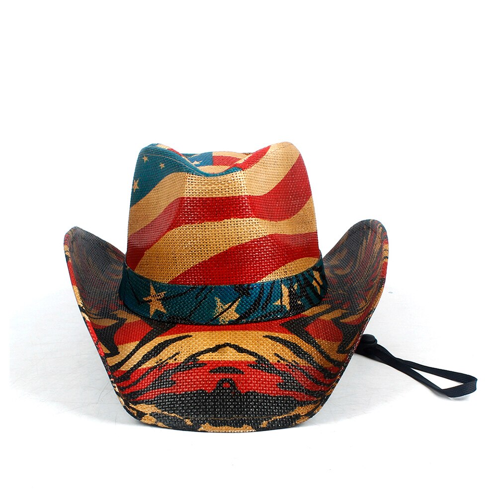 stroh Cowboy Hut Frauen Männer Sommer Westlichen Sombrero Hombre Hut Pamama Winddicht Seil Sonnenhut