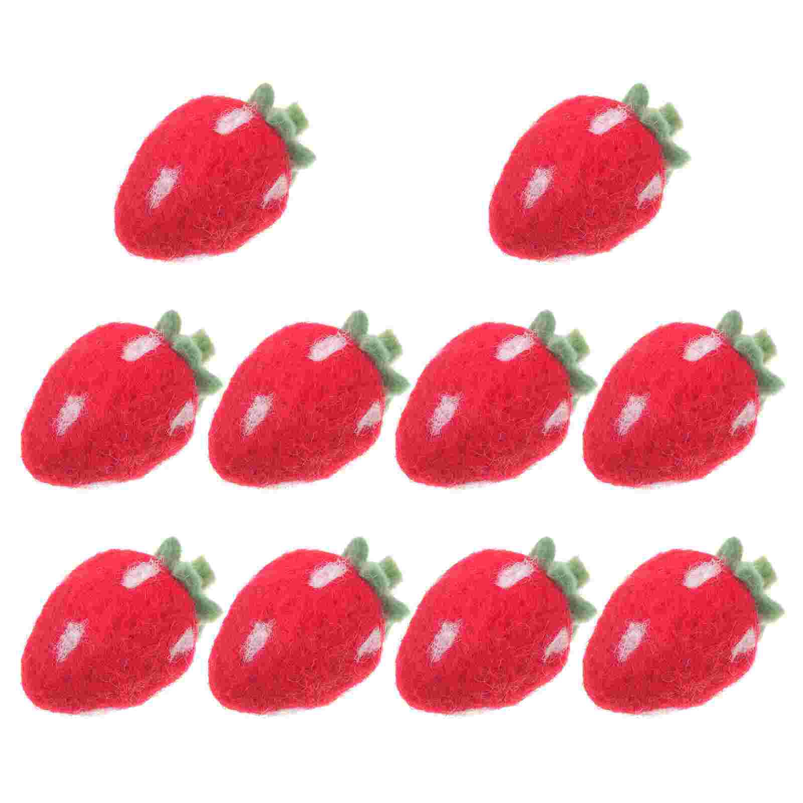 Fresa de fieltro de lana Adorable reutilizable, hecha a mano, duradera, decorativa, 10 piezas: Red