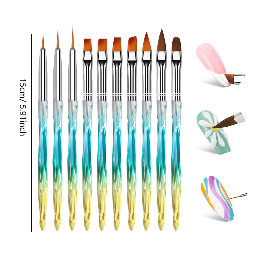 Pinceles para decoración de uñas, diseños de puntas de uñas, pintura, dibujo, tallado, punteado, delineador de abanico, bolígrafo de esmalte de Gel acrílico, herramientas de manicura