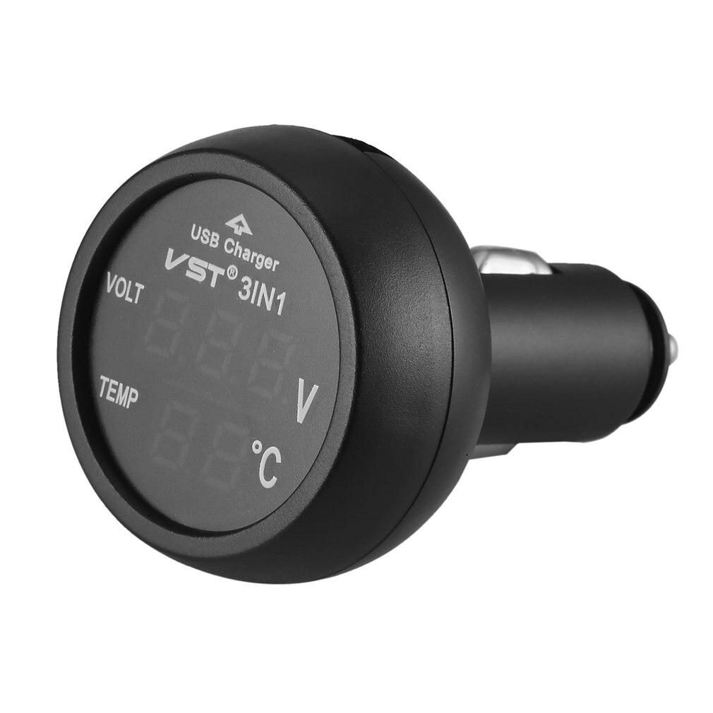 LED numérique voiture allume-cigare voltmètre thermomètre voiture camion USB chargeur 12V/24V température mètre voltmètre 3 en 1/ 2 en 1