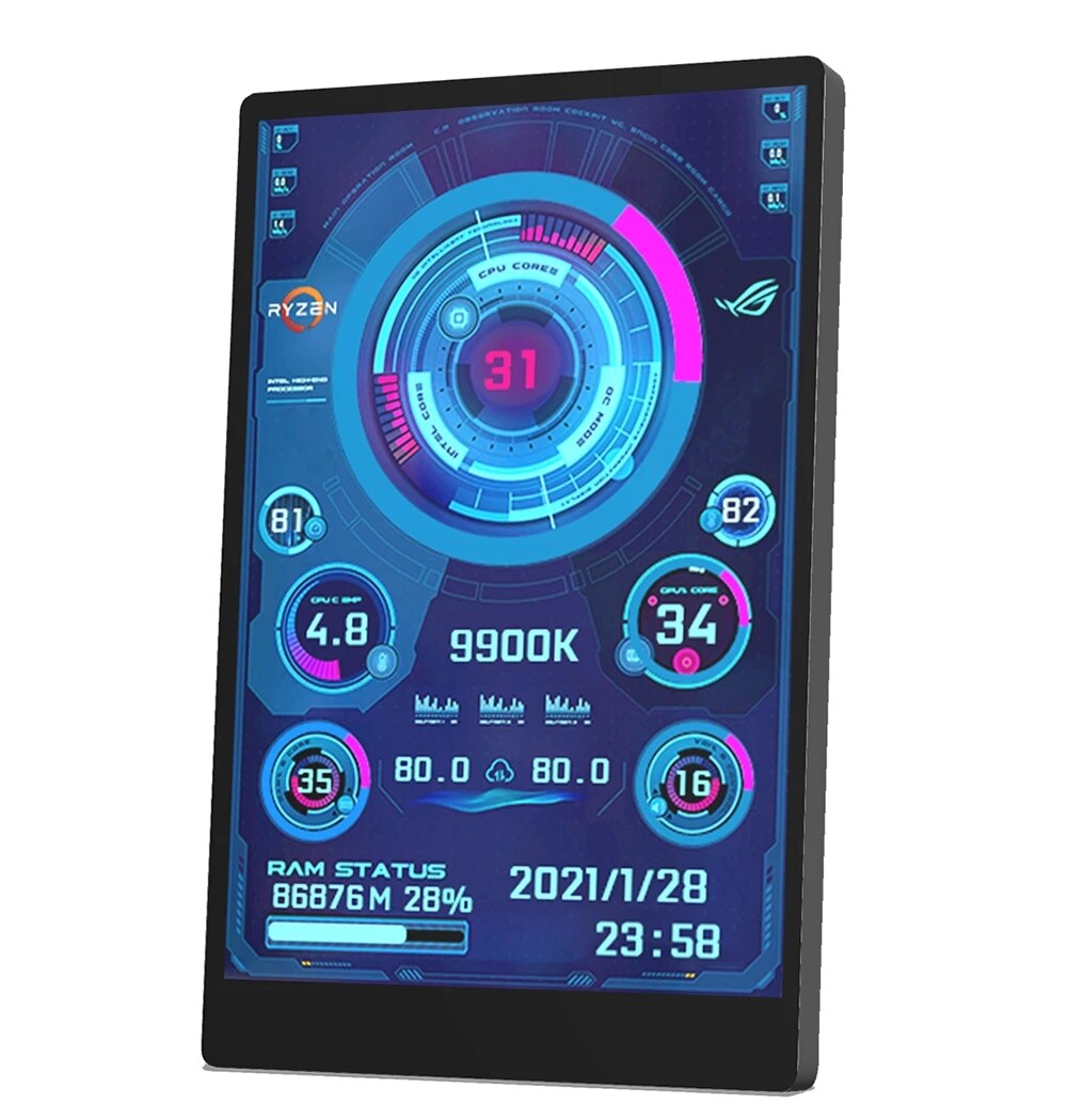 Monitor de ordenador para Mini ITX Case, pantalla secundaria IPS de 3,5 pulgadas, TYPE-C, CPU, GPU, RAM, HDD, monitoreo, pantalla USB, AIDA64