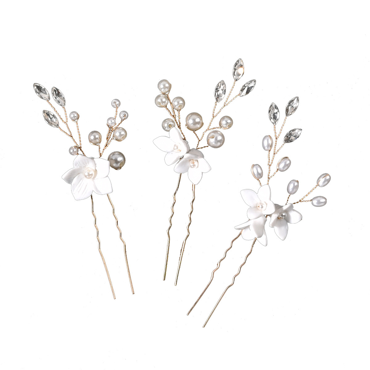 Dreiteilige U-förmige Perle Blume Haarnadel Damen Braut Legierung Haarschmuck Hochzeit Schmuck Kopfschmuck