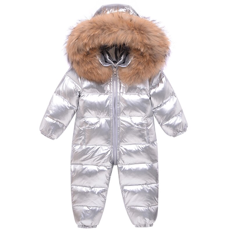 -30 -né hiver bébé barboteuse imperméable Snowsuit enfant en bas âge combinaison fille garçon vêtements salopette enfants vêtements de neige vêtements d'extérieur: Silver / 12M