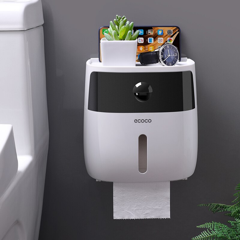 Boîte de papier toilette murale distributeur pour salle de bains, support de rangement pour rouleau de papier étanche, Double couche, étagère de rangement avec tiroir: CF081-3