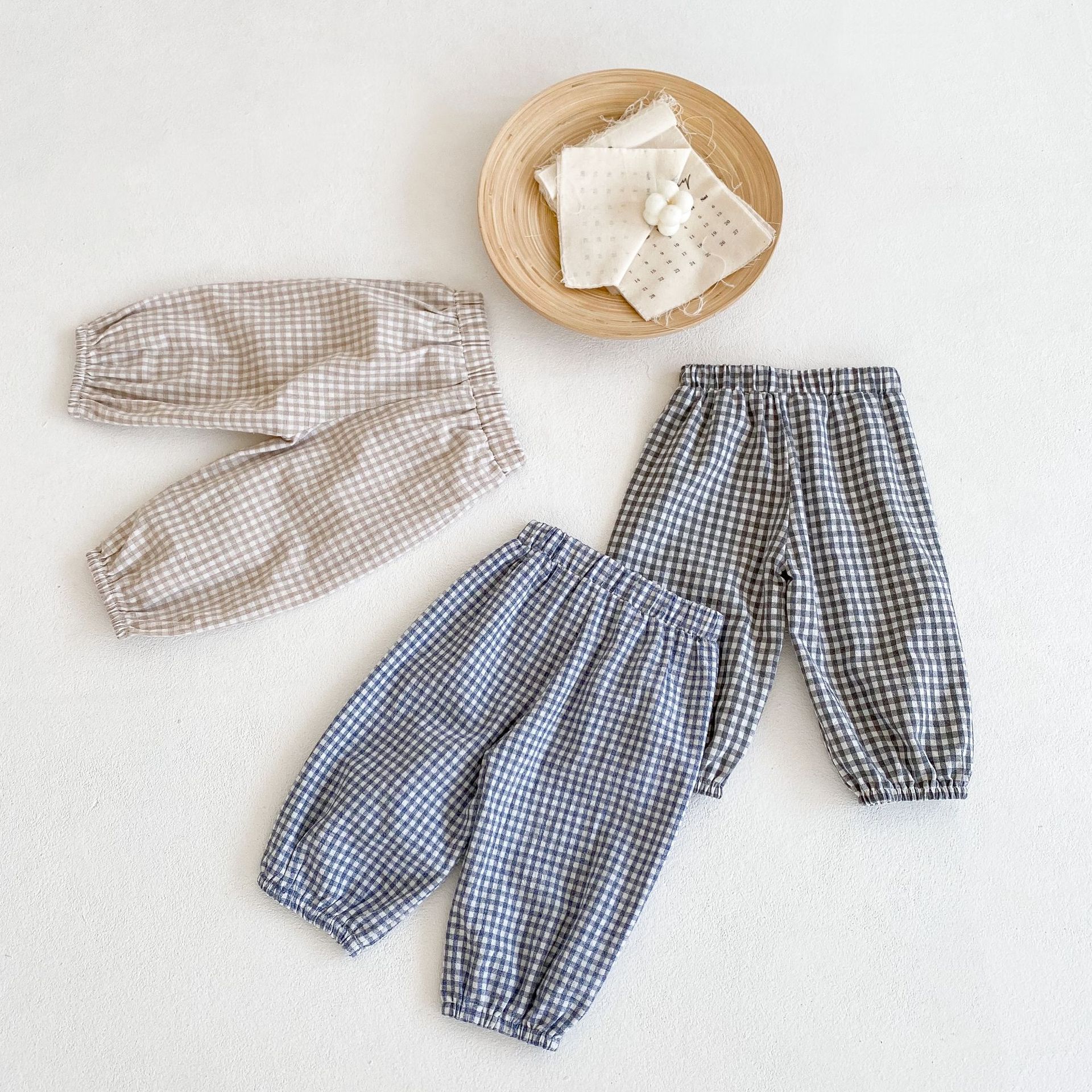 2022 primavera verão novo bebê solto calças xadrez algodão infantil menino calças casuais moda meninas harem calças da criança roupas de bebê