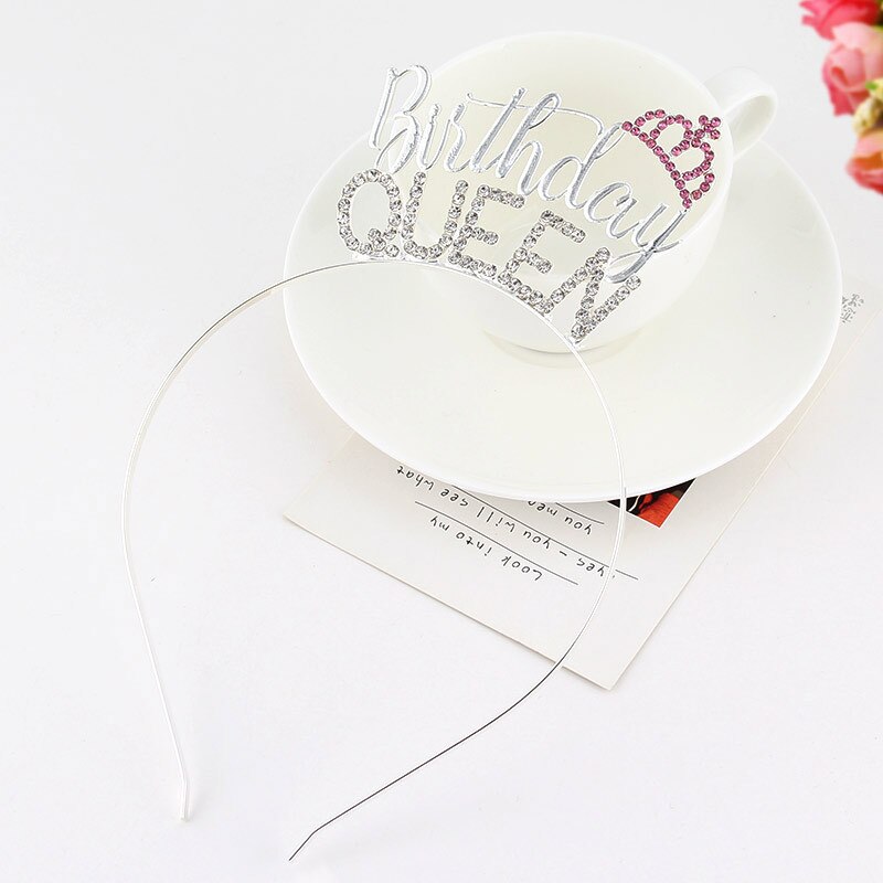 Birthday Queen Sash Crown Tiara Headband for Women Girls Happy 30th 40th 50th 60th 70th Birthday Party Decorations Favors: Silver