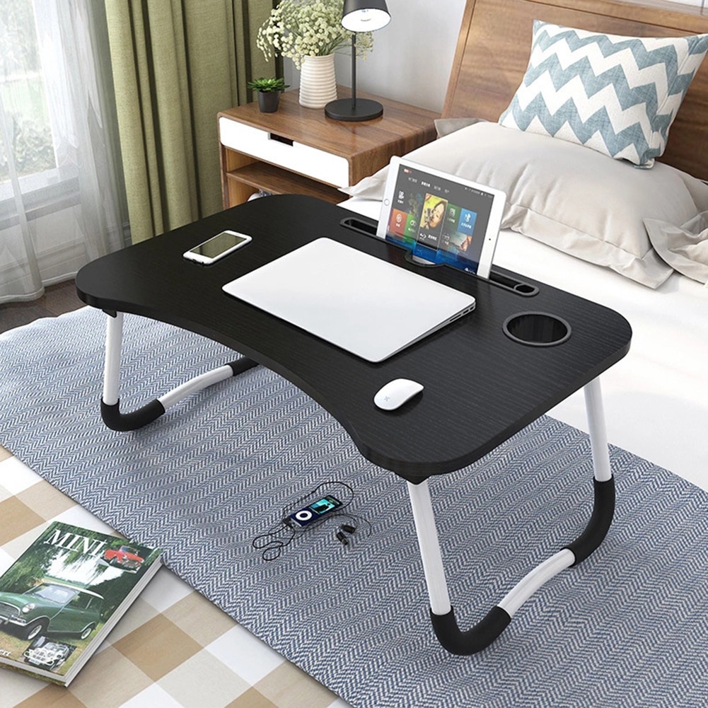 Mesa de estudo portátil mesa dobrável portátil suporte de mesa com slot dobrável computador para escritório em casa cama sofá uso