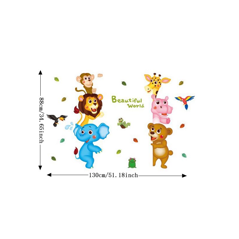 Zs Sticker Animals Wall Stickers Children Room Home Decor Safari Vinyl Kids Room Decal Baby Room Nursery Decor: xl8207