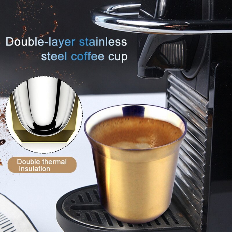 Espresso Becher Edelstahl draussen tragbar Tasse Doppel Zauberstab Reise Becher Vakuum Isolierte Kaffee Tasse Pulver Beschichtet heißer