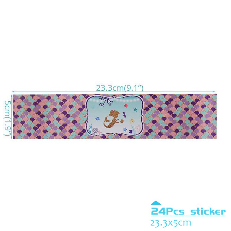 Tytön syntymäpäiväjuhlat kertakäyttöastiasto setti merenneitojuhlat paperipussit lautaset kuppi astiasto hääkoristelu 1st baby shower: 24 kpl tarroja